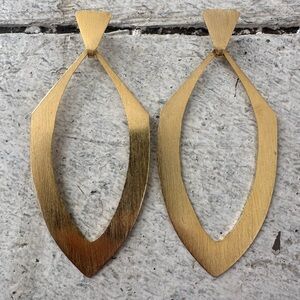 Vintage 80s Signed Citrine Signed Modernist Shaped Pierced Earrings